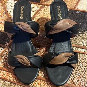 Kaanas Black and Brown Women's Sandals